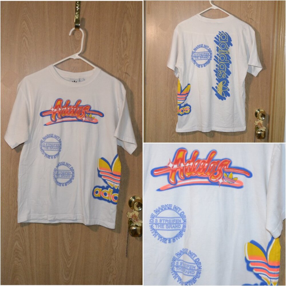 Adidas Multicolor Graphic Logo Tee White Short Sleeve